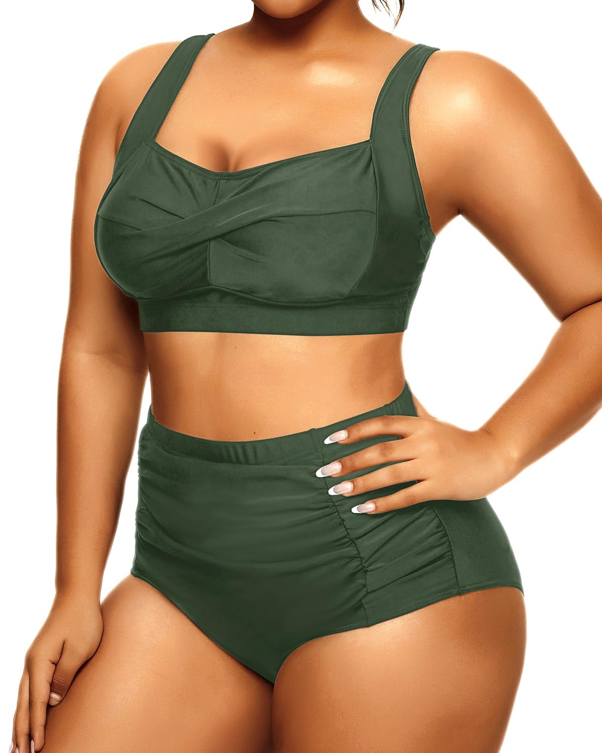 Daci Women's Plus Size Bikini Sets - High Waisted Two-Piece Swimsuits with Tummy Control for Beach Vacation & Summer Pool Party