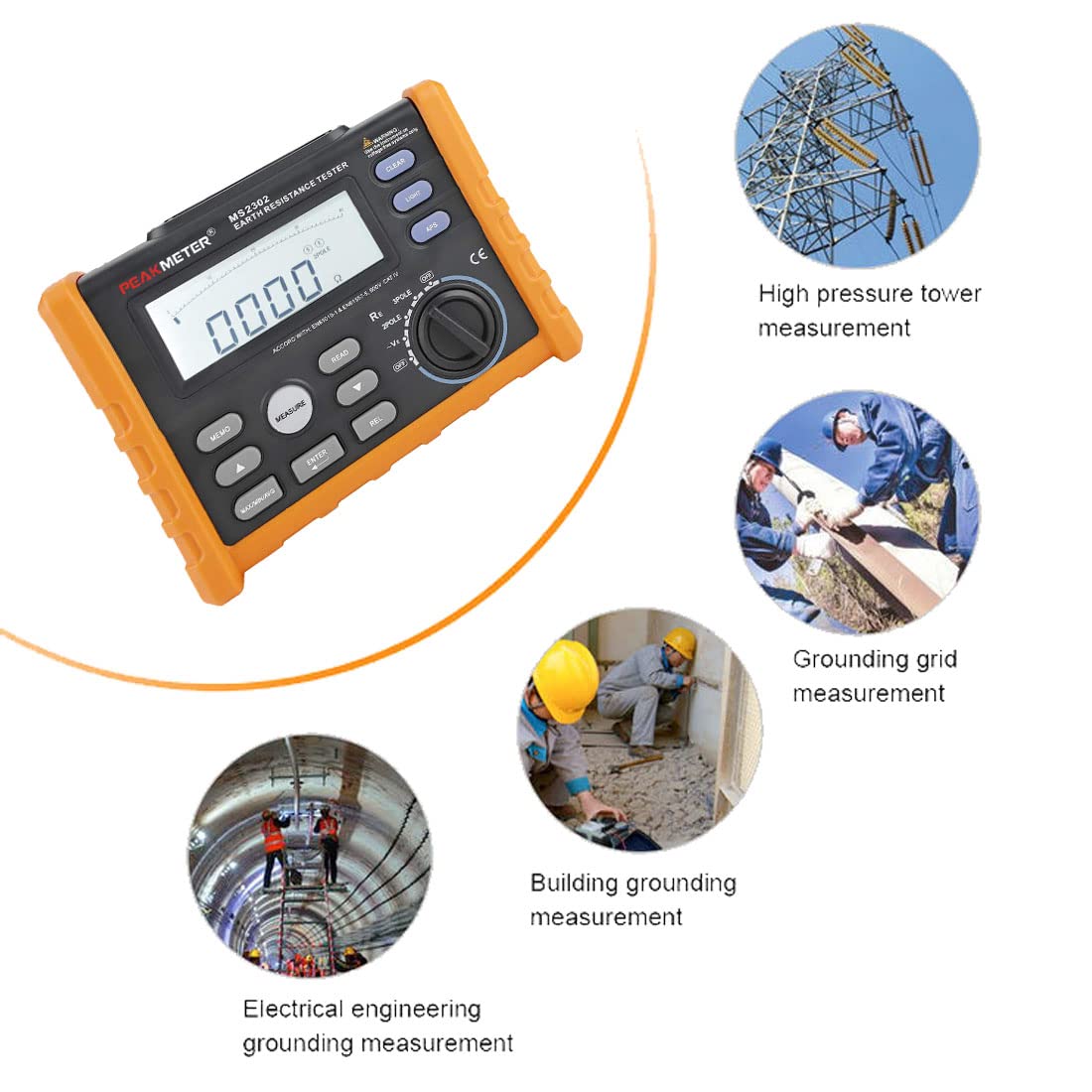 MS2302 Digital Earth Ground Resistance Tester - 2 Pole & 3 Pole Mode, High Precision 0-4000 Ohm Insulation Tester for Electrical Safety Testing | Perfect for Electricians, Engineers & DIY Home Electrical Projects