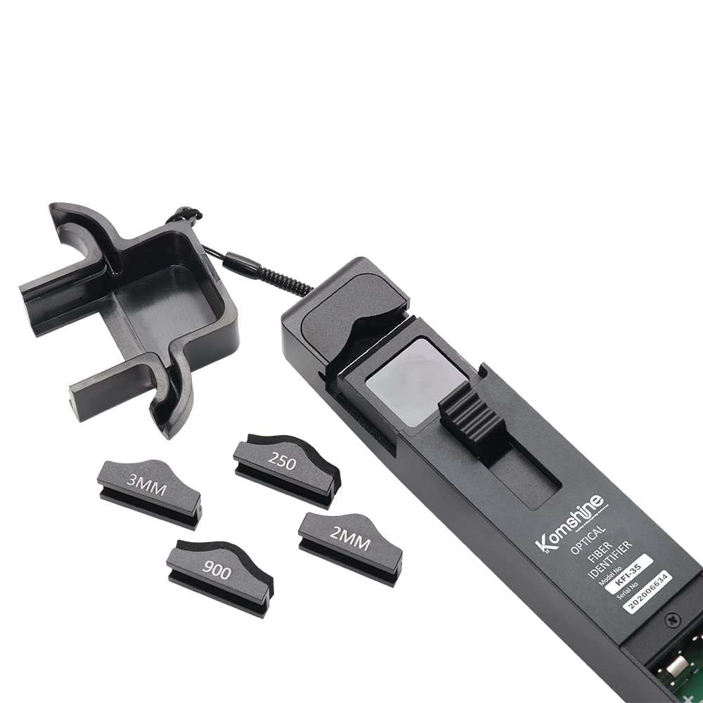 Komshine 800-1700nm Fiber Optic Cable Tester with 4 Adaptors & Easy-Change Chucks - Optical Traffic Detector & Identifier (KFI-35) - Perfect for Network Installation, Maintenance & Telecom Engineering
