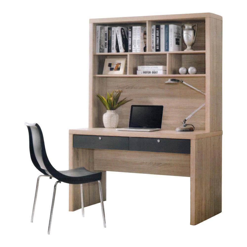 Malvin Study Table with Hutch - 120cm Writing Desk with Bookshelf for Home Office, Student Study & Workspace Organization - Perfect for Small Spaces & Dorm Rooms