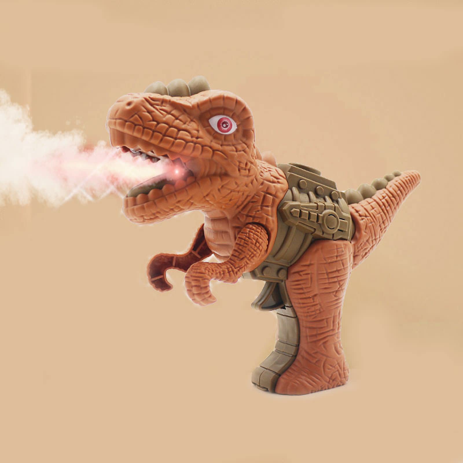 GKZJ Electronic Dinosaur Toys for Kids - LED Light Up & Spray Mist Function, Interactive Dinosaur Toy for Toddlers Boys & Girls (Brown) - Perfect for Birthday Gifts, Educational Play & Indoor/Outdoor Activities