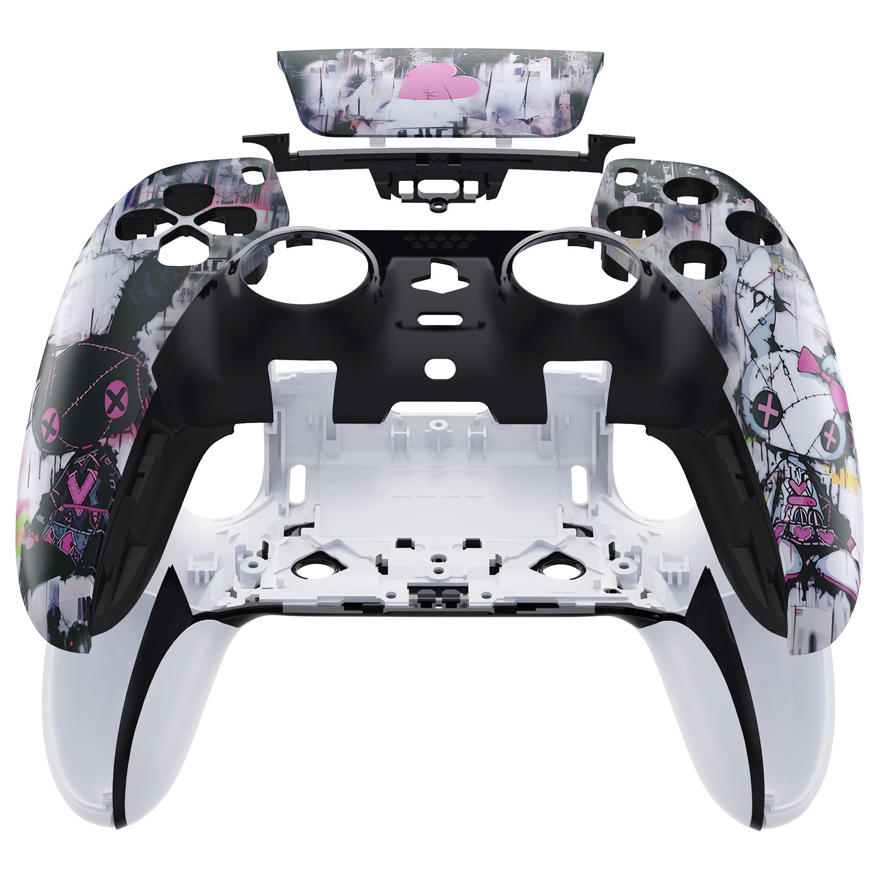 eXtremeRate Lovely Punky Bunny Left Right Front Housing Shell & Touchpad Cover for PS5 Edge Controller - DIY Replacement Faceplate & Custom Touch Pad Cover | Gaming Accessories for Enhanced PS5 Edge Controller Experience