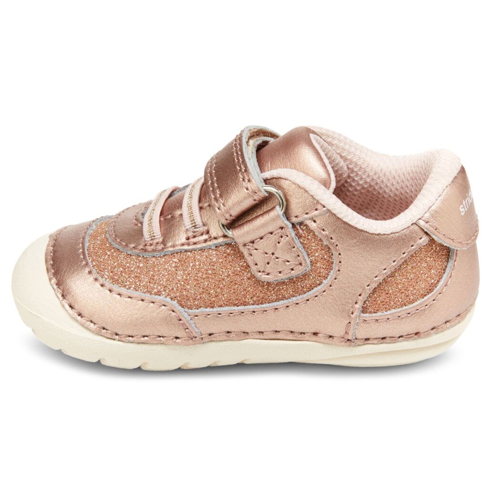 Stride Rite Rose Gold Jazzy Soft Motion Baby Sneakers for Girls - Comfortable First Walking Shoes for Toddlers - Perfect for Playdates, Daycare & Special Occasions