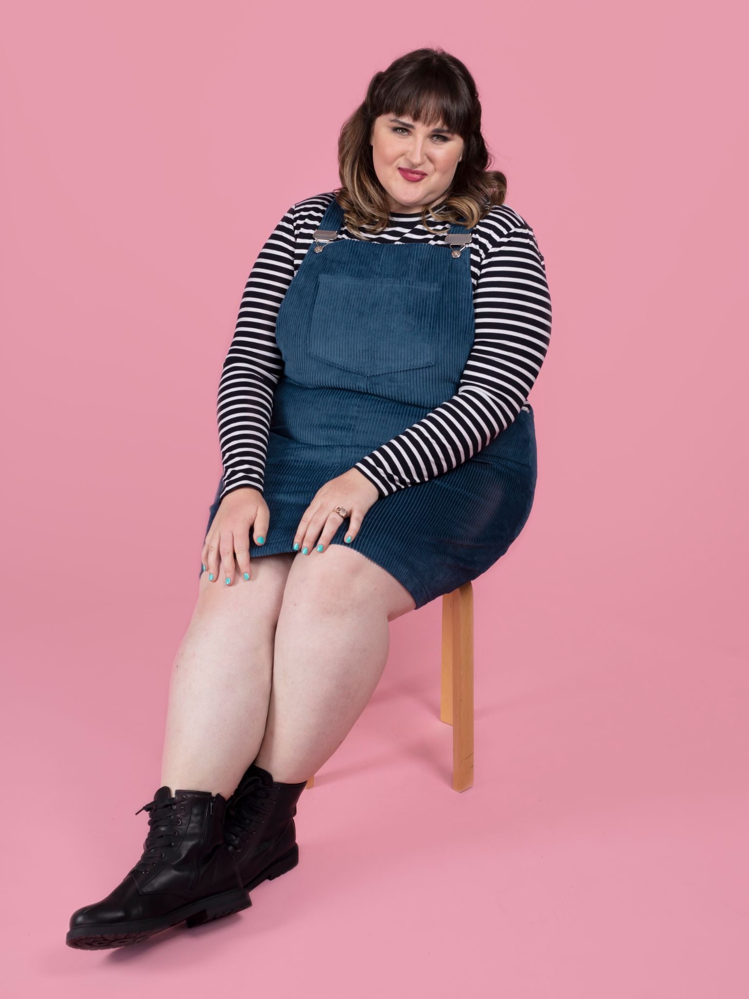 Tilly and the Buttons Cleo Pinafore Dress - Women's Adjustable Denim Jumper with Pockets | Perfect for Casual Wear, Work, and Outdoor Activities