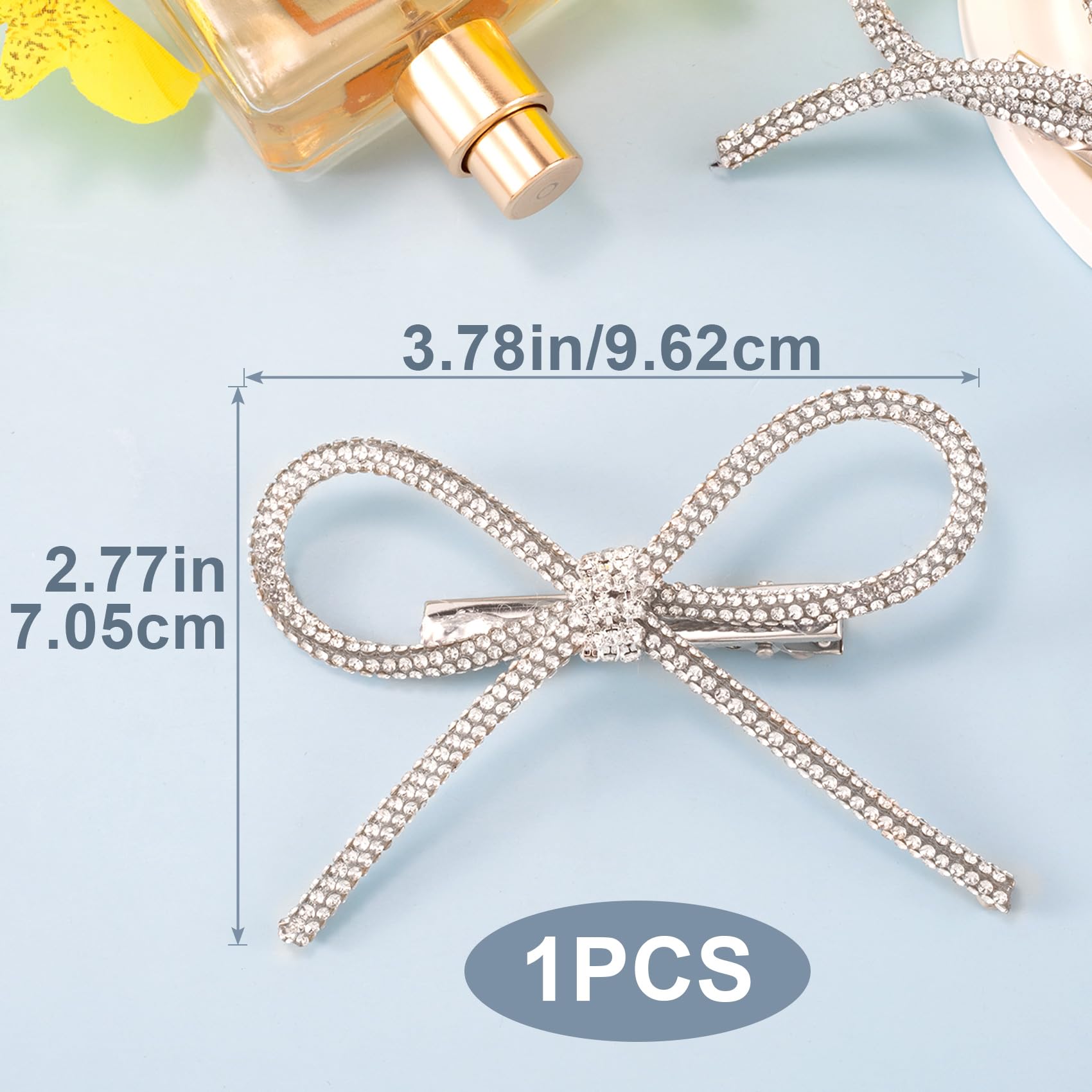 Elegant Rhinestone Crystal Bow Hair Clips for Women & Girls - Silver Hair Accessories for Parties, Halloween, Valentine's Day & Mother's Day (1PC) - Perfect for Weddings, Prom, Bridal & Special Occasions