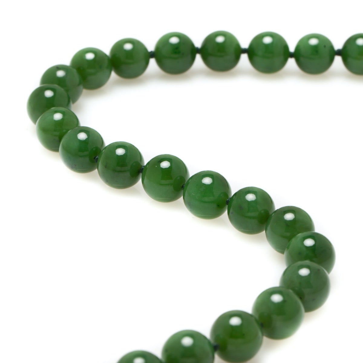 12mm Green Nephrite Jade & Gold Necklace for Women - Elegant Handmade Jewelry Gift for Birthday, Anniversary & Special Occasions