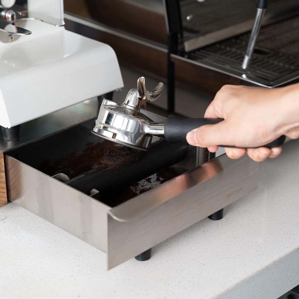 Stainless Steel Espresso Knock Box with Removable Drawer & Knock Bar - Detachable Coffee Grounds Container with Non-Slip Base for Home, Office & Coffee Shops | Perfect for Baristas & Coffee Enthusiasts
