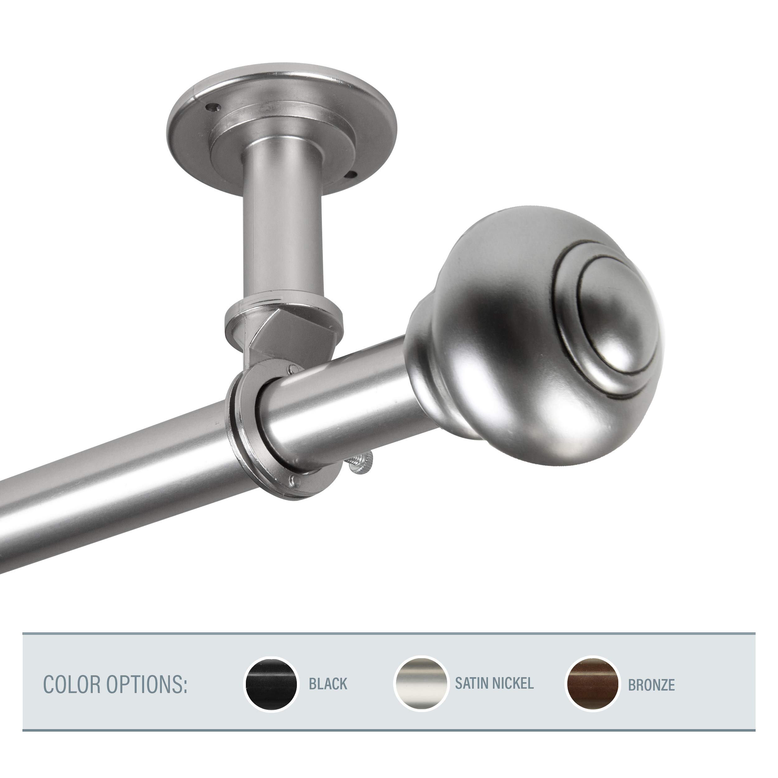 Rod Desyne Rotunda 1 Inch Adjustable Ceiling Curtain Rod - 48 to 84 Inches Extendable Room Divider in Satin Nickel Finish - Perfect for Home Theater, Bedroom Partition, and Open Space Room Dividers