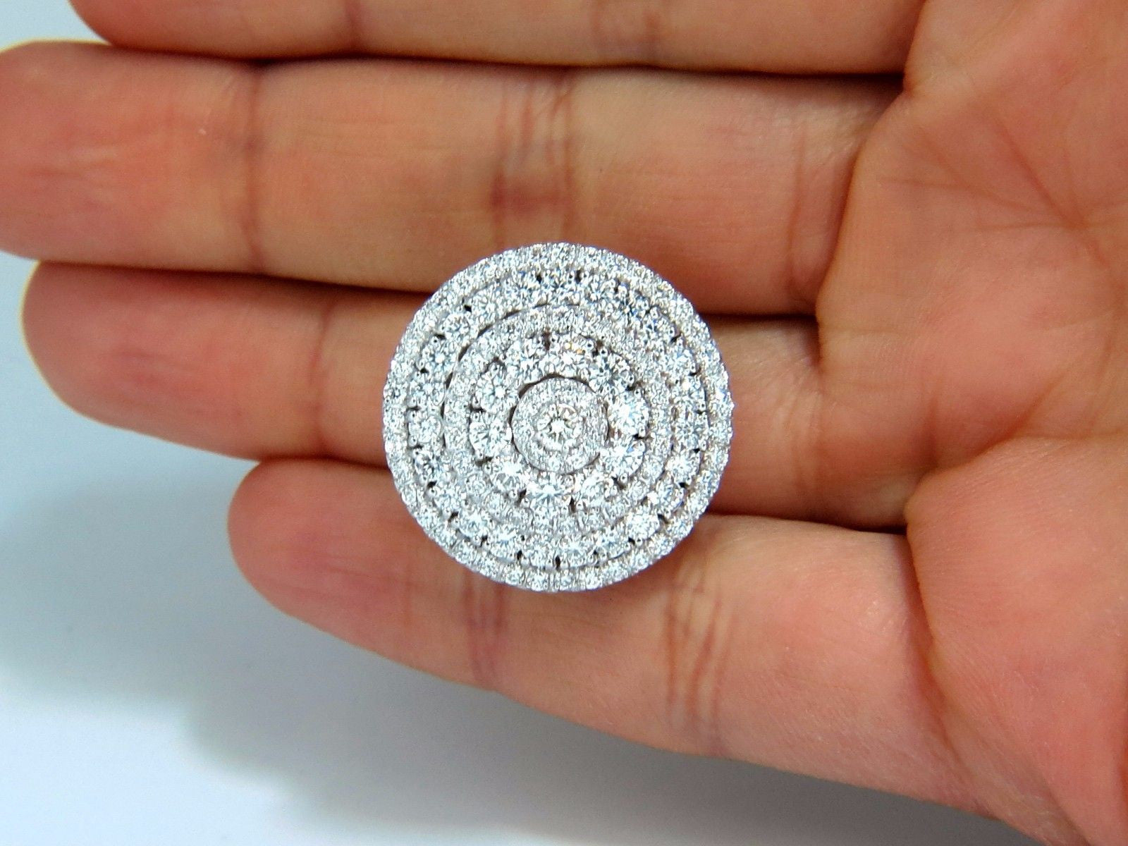 8.00ct Round Dome Diamond Cluster Clip-On Earrings in 18K Gold - 5 Row Design for Weddings, Parties & Special Occasions
