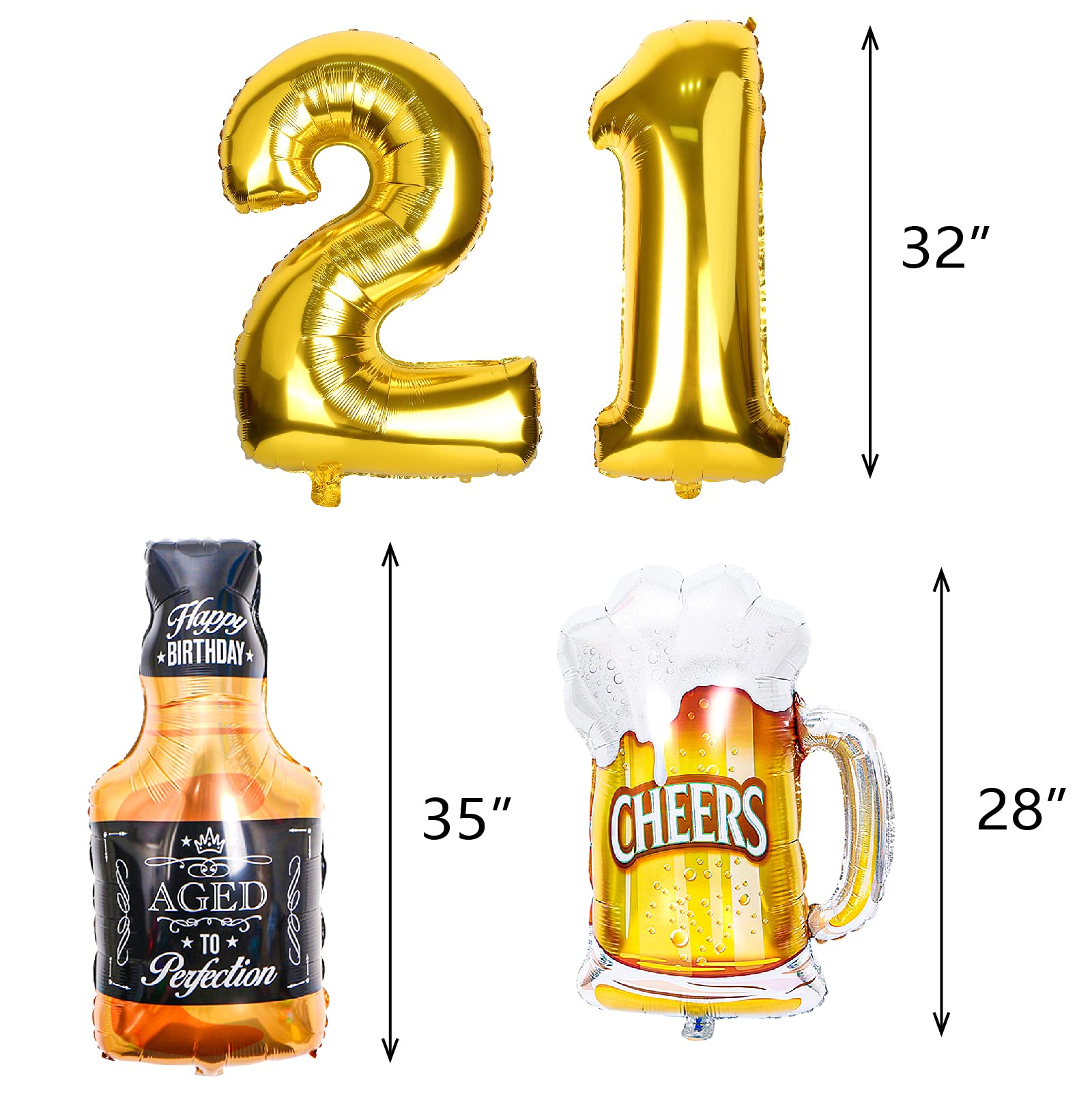 Joymee 21st Birthday Party Decorations - Black & Gold Banner for Women & Men | Happy Birthday Supplies for Boys, Girls, Him & Her | Perfect for 21st Birthday Parties & Wedding Anniversaries