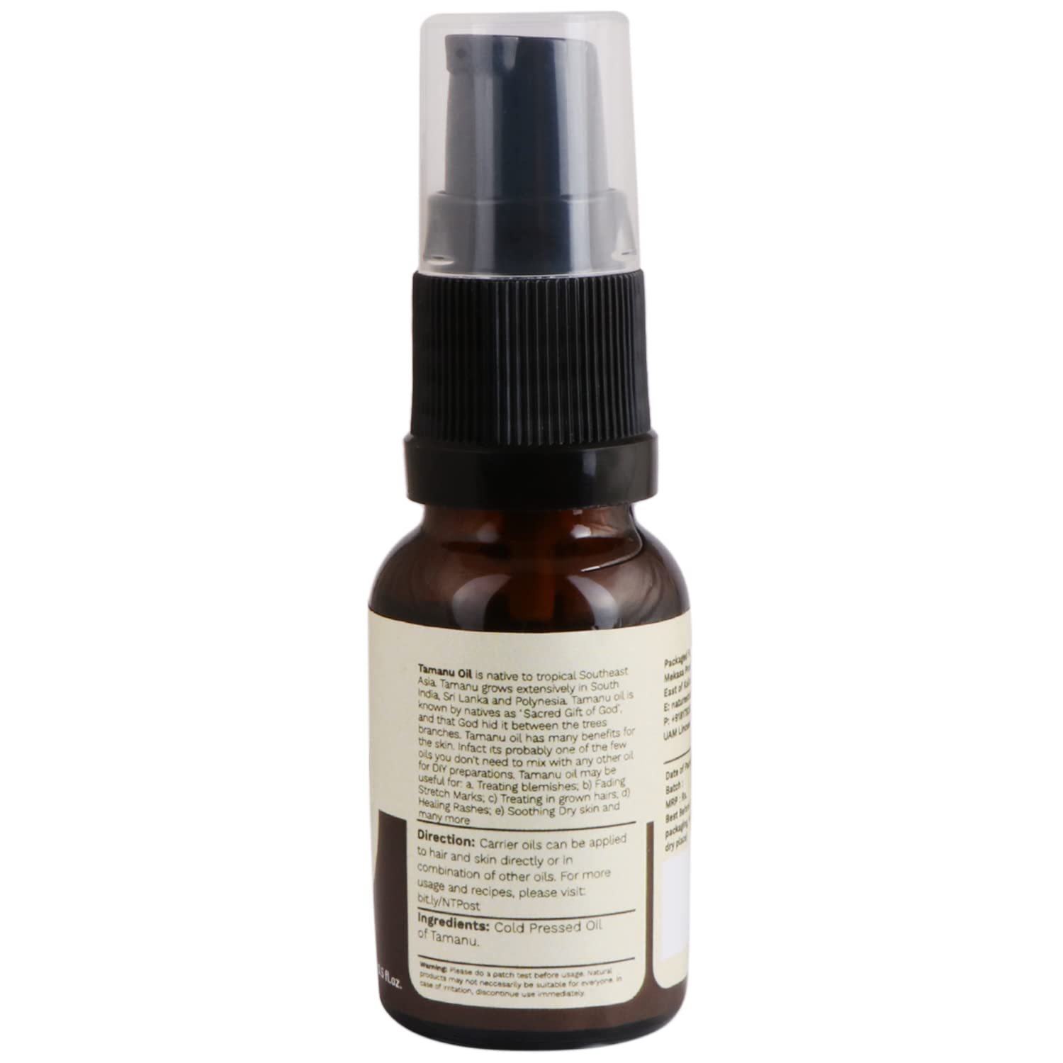 Tattvalogy 100% Pure Cold Pressed Unrefined Tamanu Oil for Face & Skin - Natural Treatment for Acne, Blemishes, Wrinkles & Hyperpigmentation - Organic Virgin Tamanu Oil from South India, Sri Lanka & Polynesia (15ml) - Perfect for Nighttime Skincare Routine & Spot Treatment