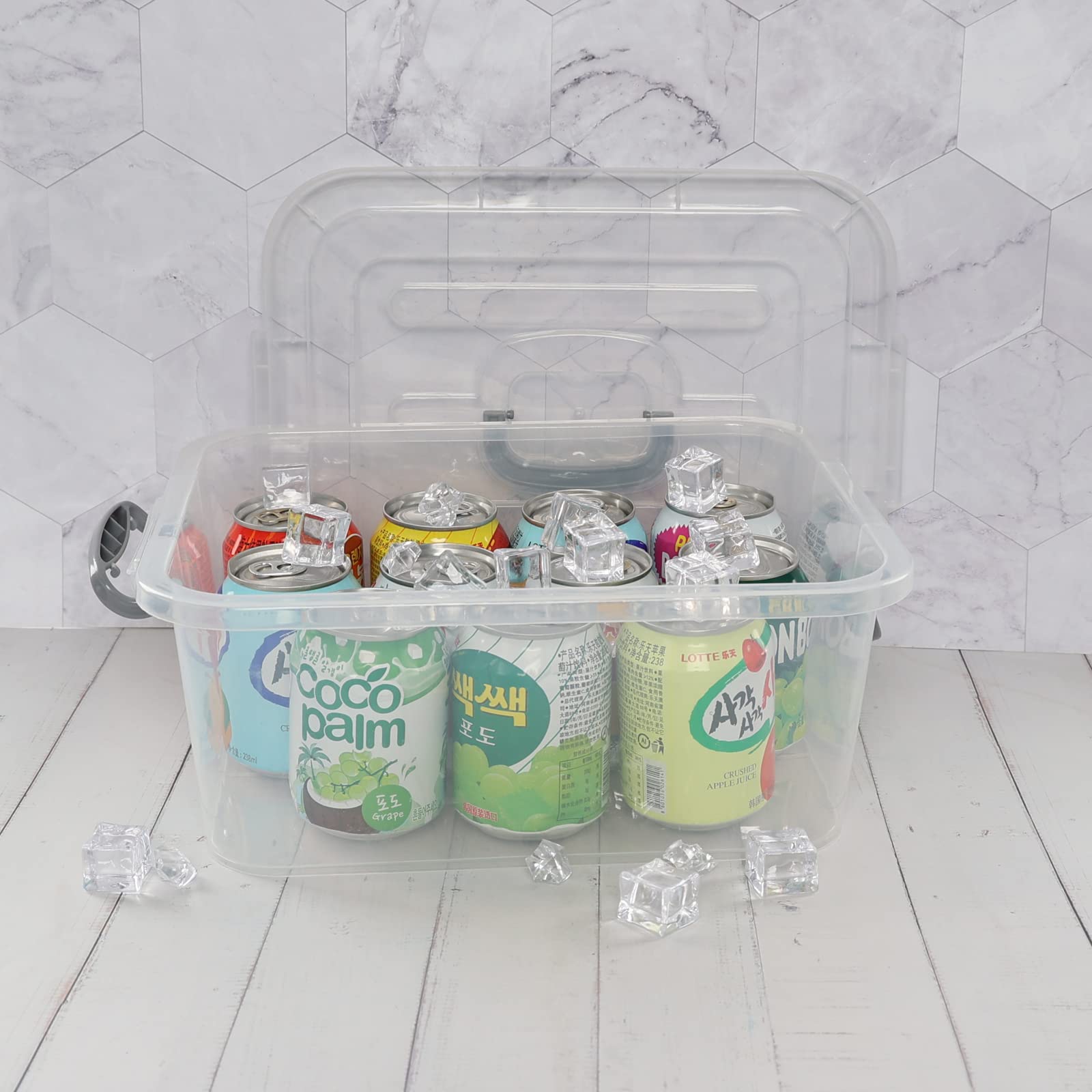 8L Clear Plastic Storage Box with Lid - 2-Pack Airtight Latch Containers for Kitchen Pantry, Office Organization & Home Decluttering