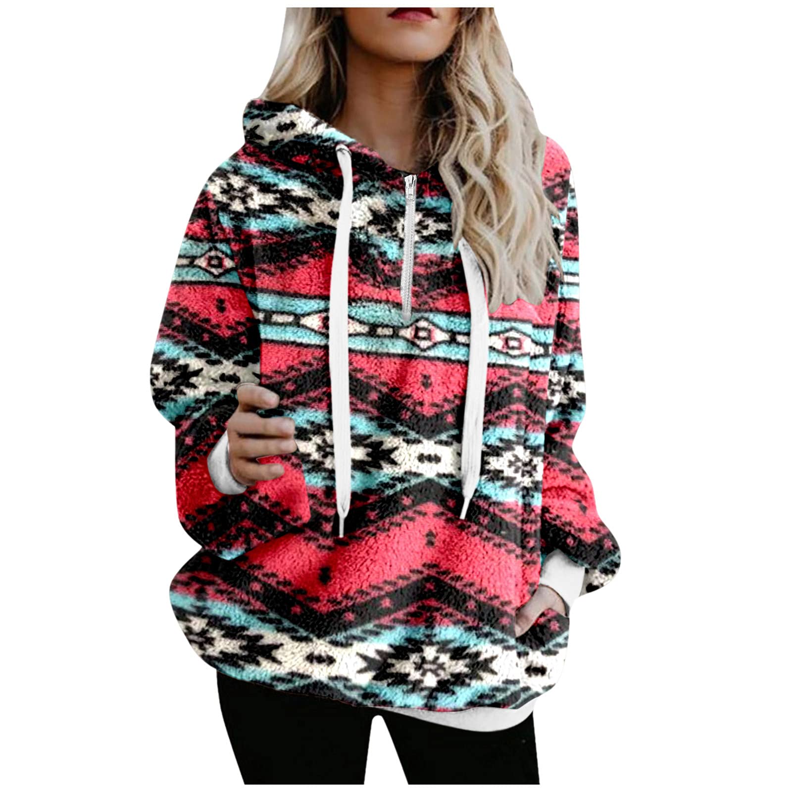 Plus Size Women's Hooded Sweatshirt Coat - Winter Warm Zippered Jacket with Pockets & Button Front Cardigan | Cozy Outerwear for Casual Wear, Work & Outdoor Activities