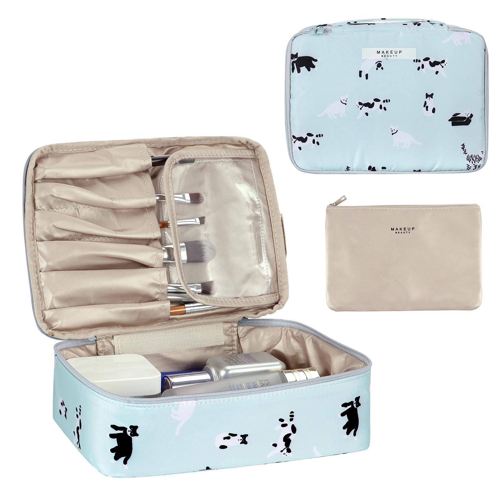 HUA ANGEL Floral Travel Cosmetic Bag - Waterproof Makeup Organizer with Multiple Pockets, Reusable Toiletry Bag for Women | Perfect for Vacation, Gym, Business Trips & Daily Use
