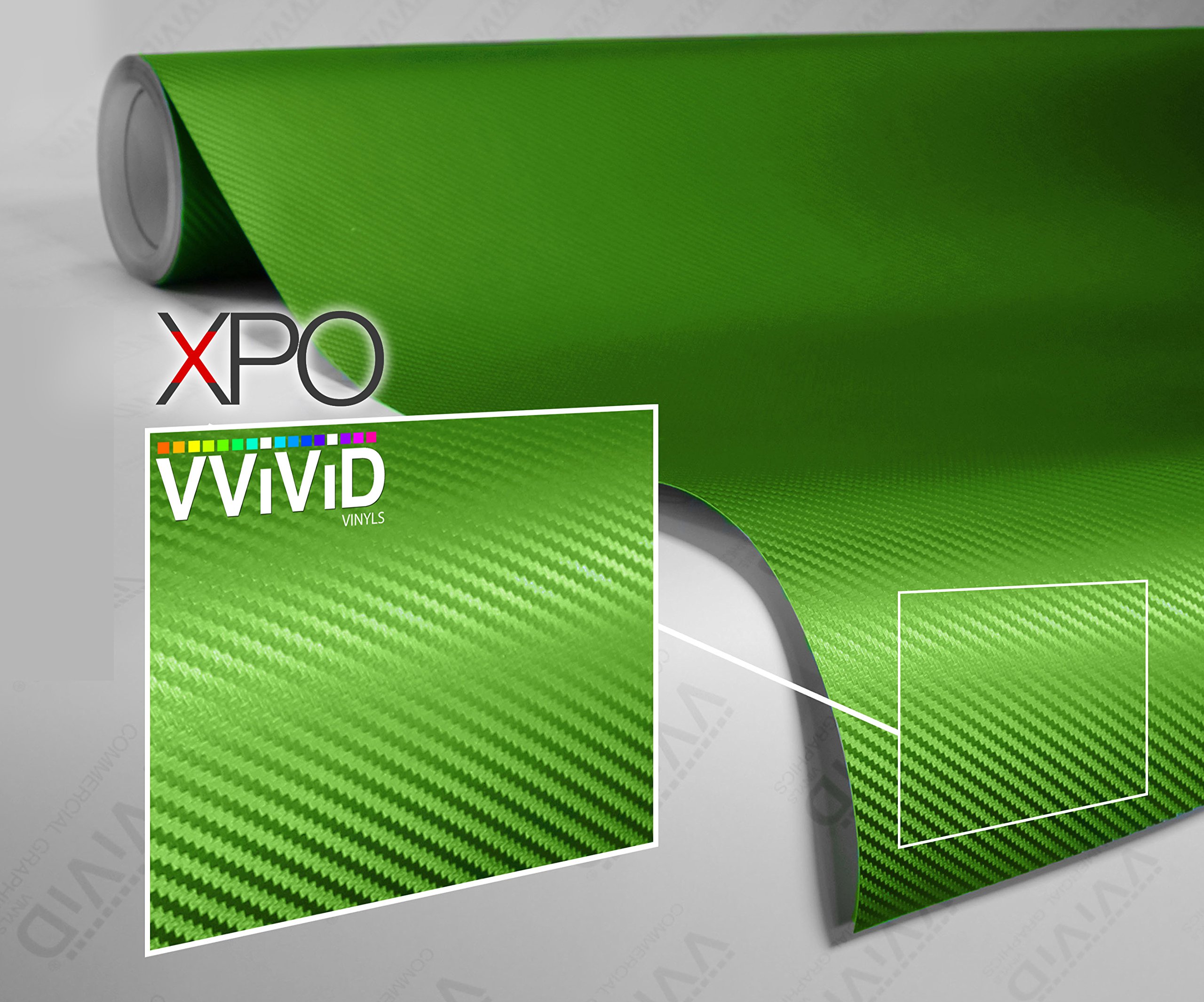 VViViD® XPO Lime Green Carbon Fiber Car Wrap Vinyl Roll with Air Release Technology - 50ft x 5ft Full Car Coverage - DIY Vehicle Customization for Cars, Trucks & Motorcycles - High Gloss Finish & Easy Installation