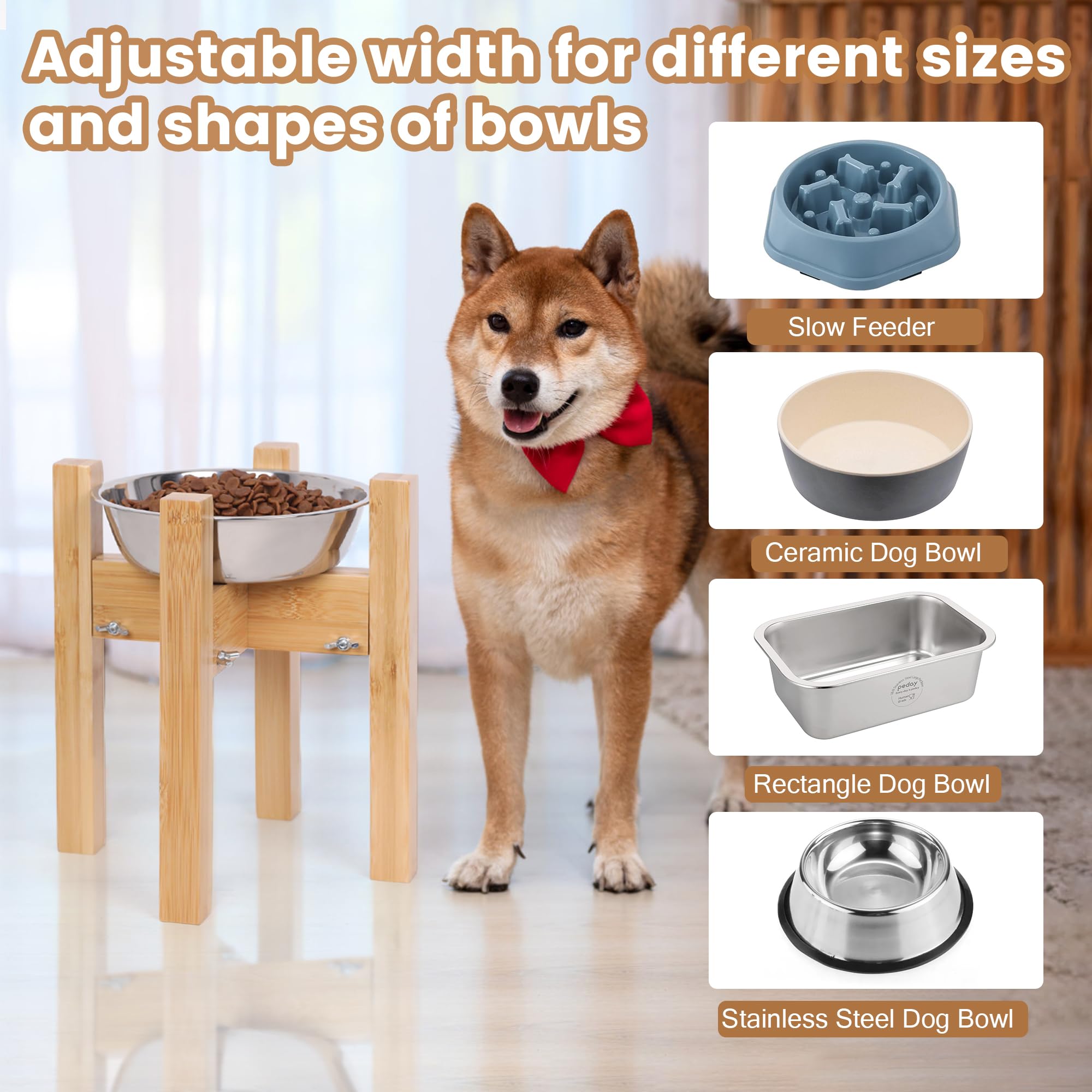 Adjustable Elevated Dog Bowl Stand for Medium Dogs - 10