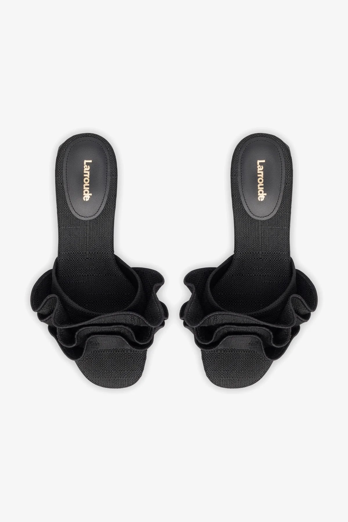 Brigitte Ruffle Mule Sandals - Black Raffia Slides for Women | Comfortable Summer Shoes for Beach, Pool & Casual Outings