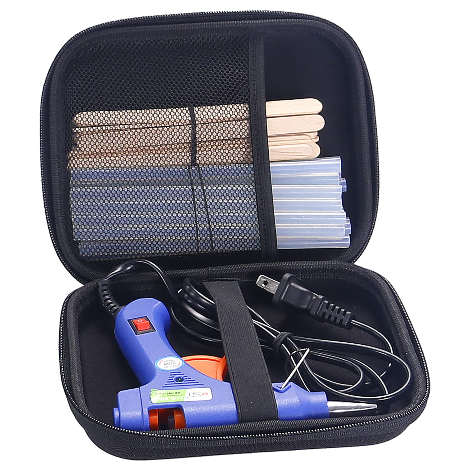 Hot Melt Glue Gun Kit with 20 Glue Sticks & 20 Wood Craft Sticks - Mini Craft Glue Gun with Hardshell Case for DIY, School Projects, Home Decor, Jewelry Making & Scrapbooking