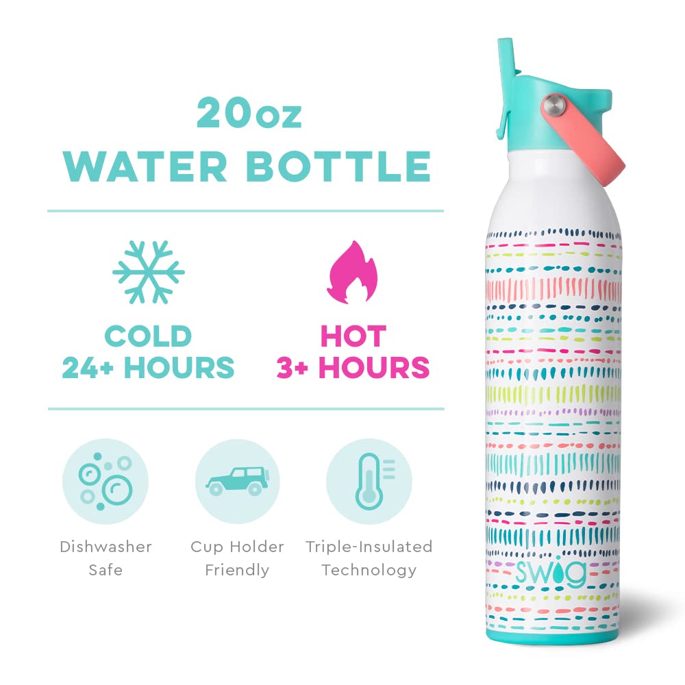 Swig Life 20oz Insulated Stainless Steel Water Bottle with Straw - Travel & Gym Use