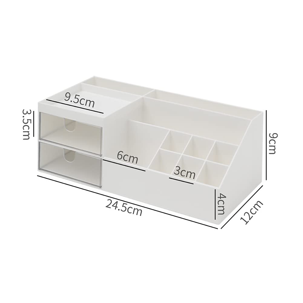 White Cosmetic Organizer with Drawer - Makeup & Skincare Storage Case for Vanity Desk, Dresser, Countertop - Perfect for Bathroom, Office & Beauty Display Organization
