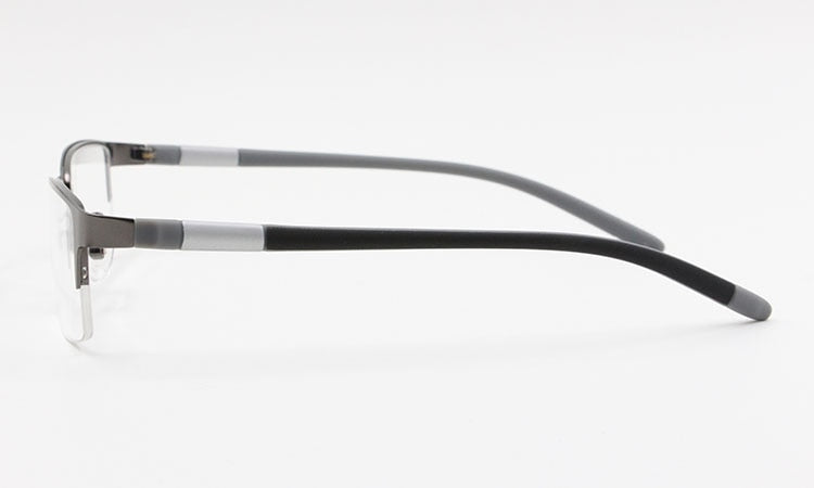 Bclear Men's Alloy Square Semi-Rimless Eyeglasses B2442 - Stylish Lightweight Metal Frame Glasses for Work, Reading & Everyday Wear
