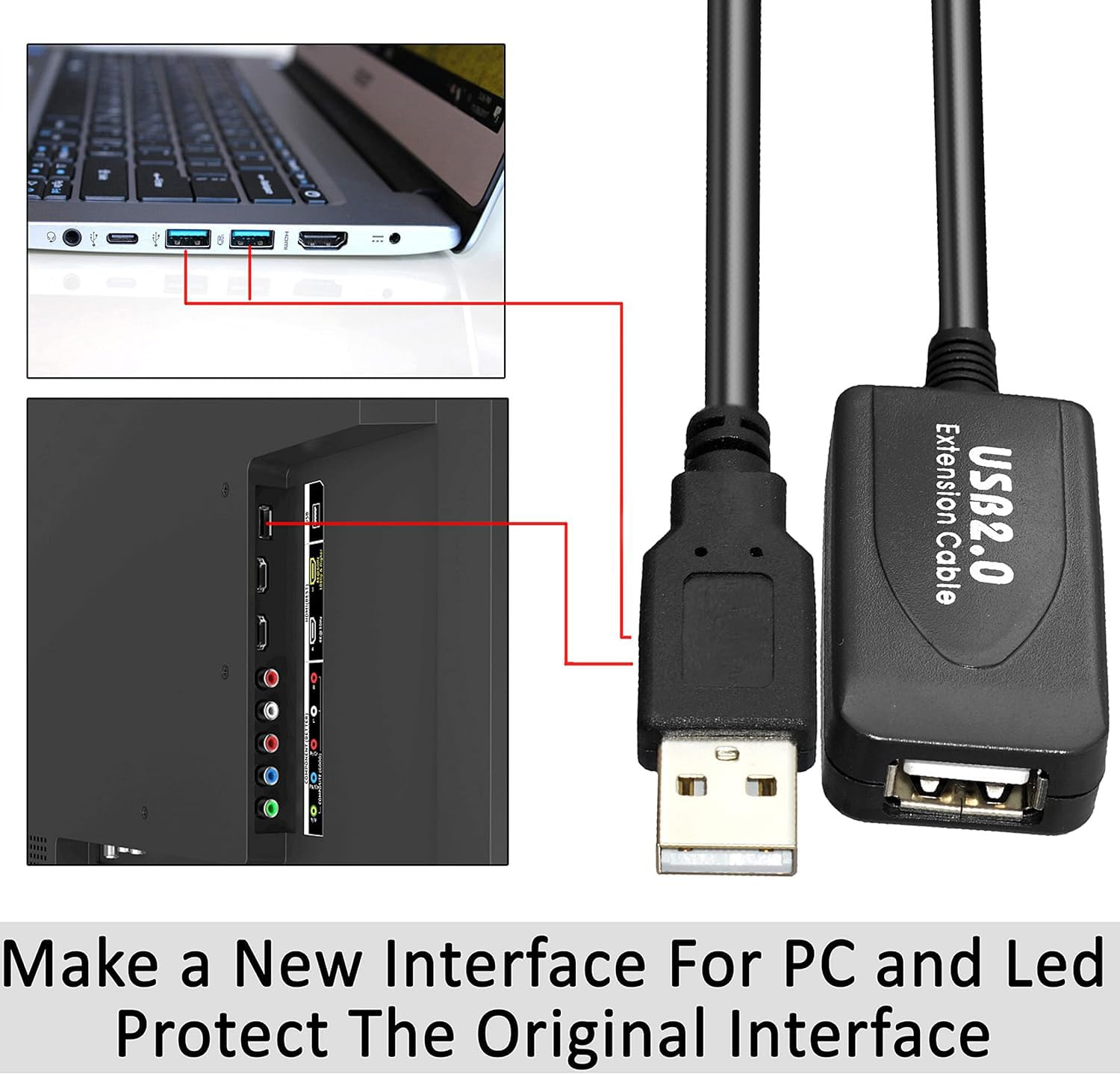 Storite 20M Active USB 2.0 Extension Cable Male to Female with Aluminum Platinum Layer (4.5V Min) - Compatible with Printers, Cameras, Webcams - Perfect for Home Office, Gaming Setup & Smart Devices Connectivity