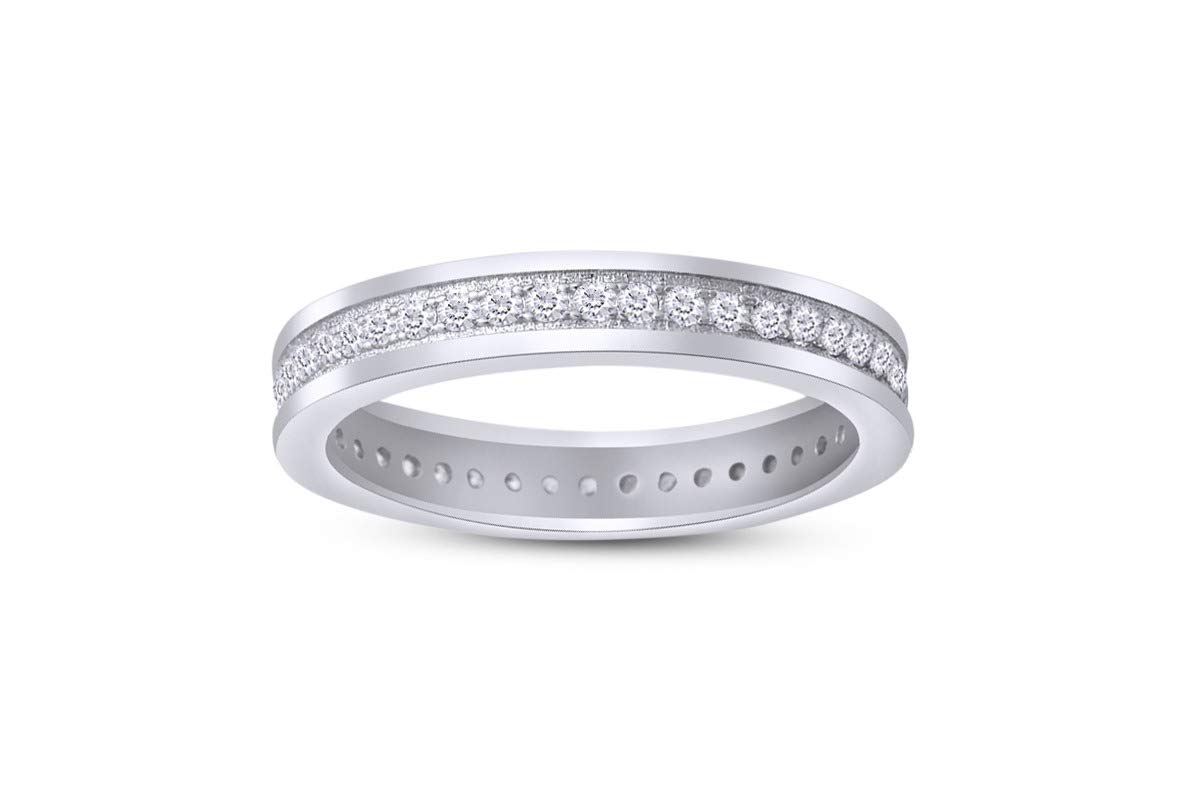 14K Gold Plated 925 Sterling Silver Men's Wedding Band Ring - Round Cut Sparkling White Cubic Zirconia Eternity Ring for Anniversary, Engagement & Special Occasions | Perfect Gift for Him, Husband & Boyfriend