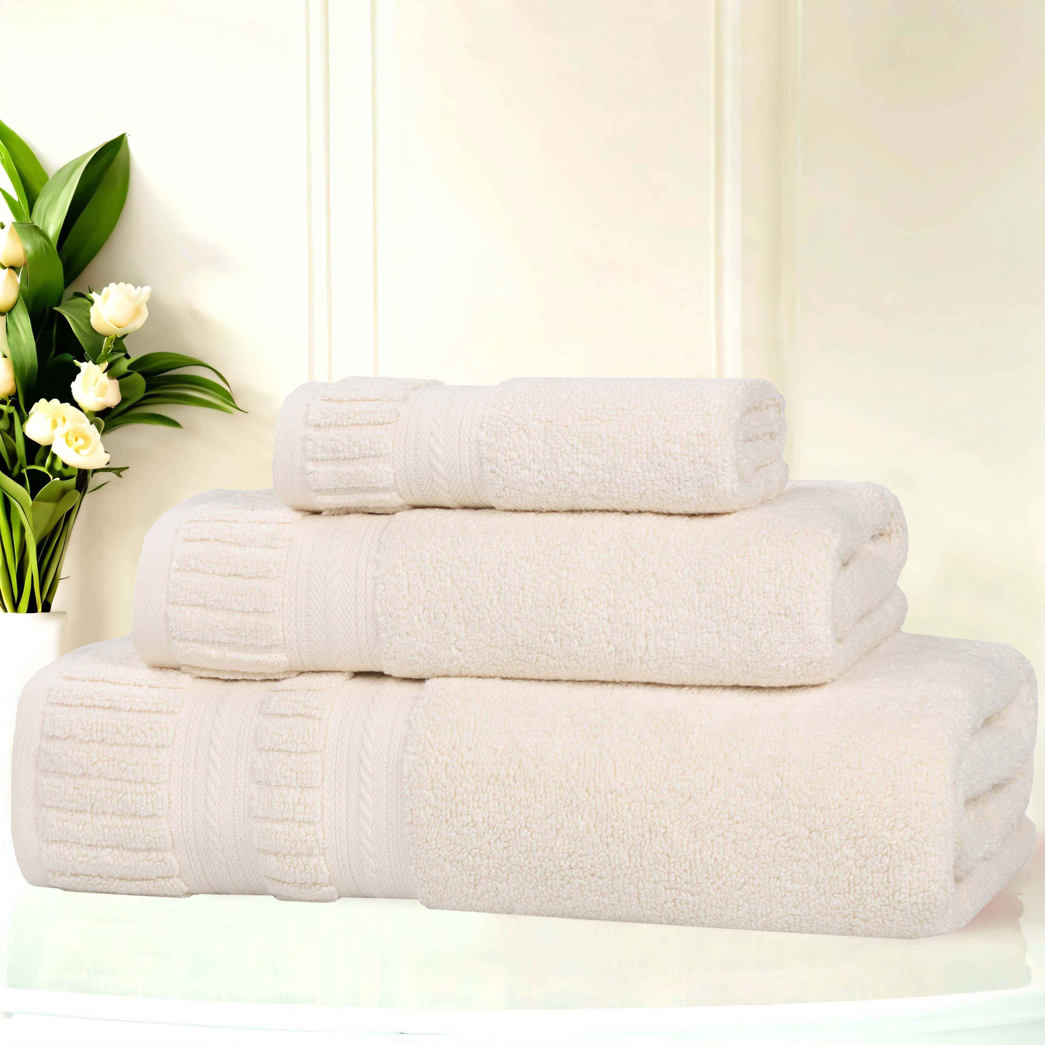 Venice Zero Twist Cotton Medium Weight Absorbent 3-Piece Bath Towel Set - Soft & Quick-Drying for Spa, Gym, and Beach Use