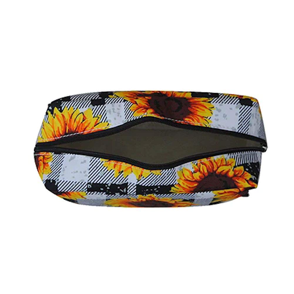 NGIL Women's Large Travel Toiletry Bag - Waterproof Cosmetic Organizer & Makeup Pouch (Buffalo Plaid Sunflower Black) - Perfect for Vacation, Gym, Business Trips & Daily Essentials Storage