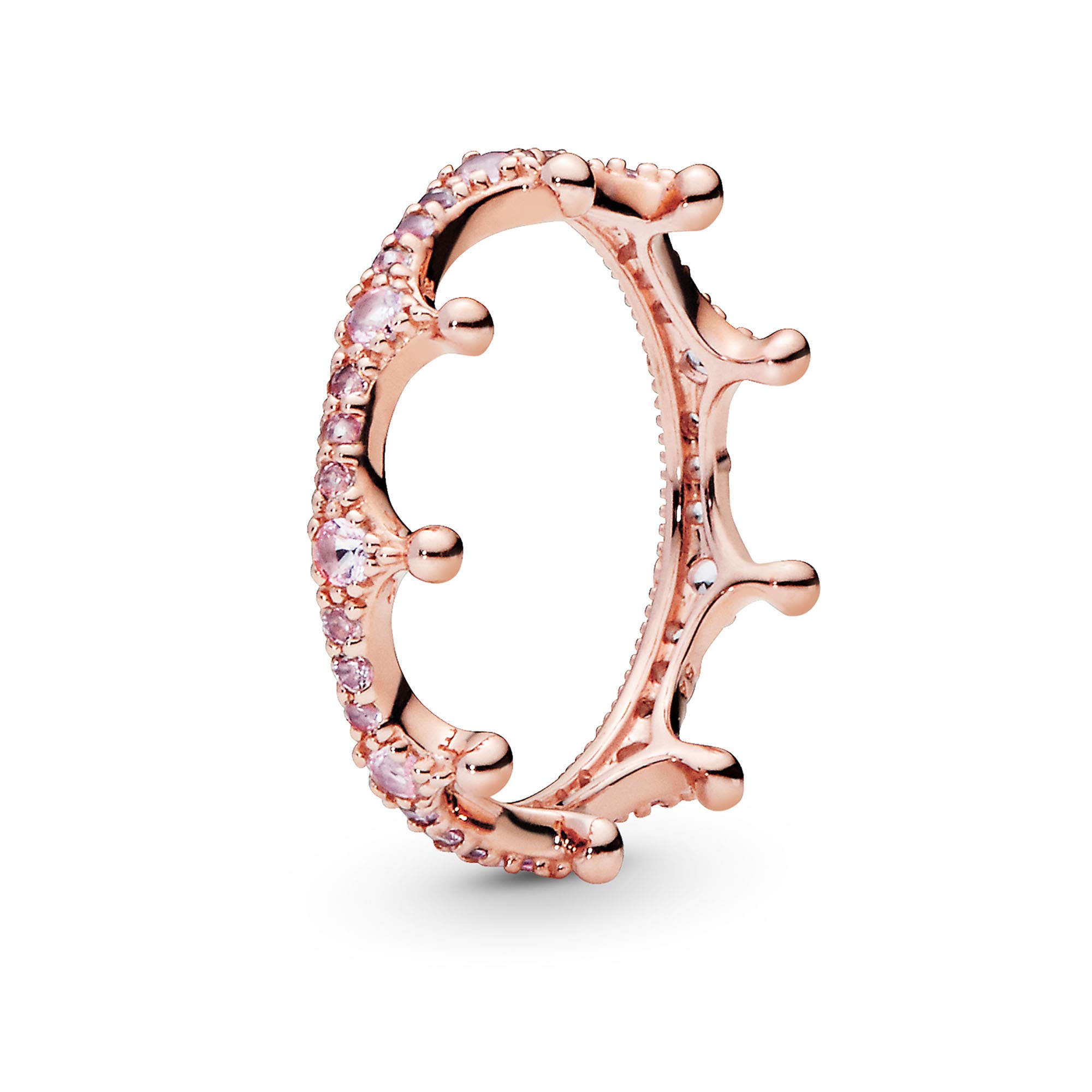 Pandora Rose Pink Sparkling Crown Crystal Ring for Women - Elegant Gift for Valentine's Day, Anniversary & Special Occasions