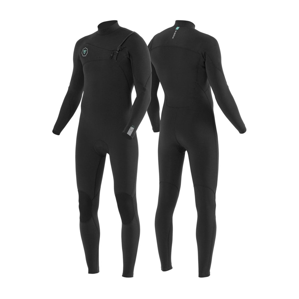 Vissla 7 Seas Men's 4/3mm Full Chest Zip Wetsuit - Black for Surfing, Diving & Water Sports