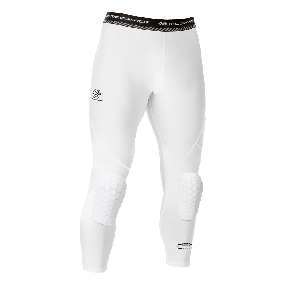 HEX® Basketball Compression ¾ Tights with Knee Pads - Performance Basketball Pants for Men & Women - Ideal for Training, Games & Sports Recovery