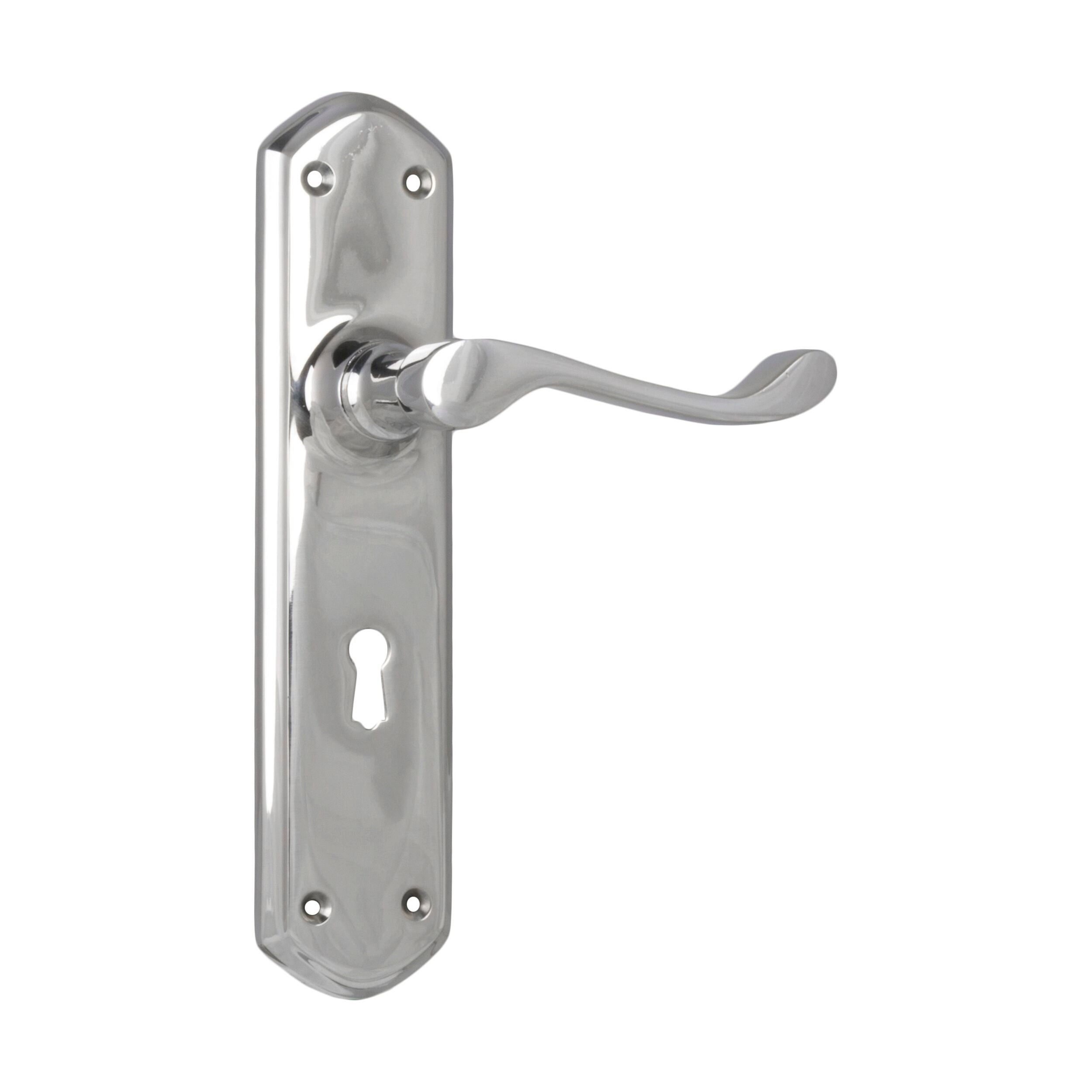 Windsor Chrome Plated Door Lever Lock Pair - 0891 Model H200xP60xW45mm - Perfect for Bedroom, Bathroom & Interior Doors