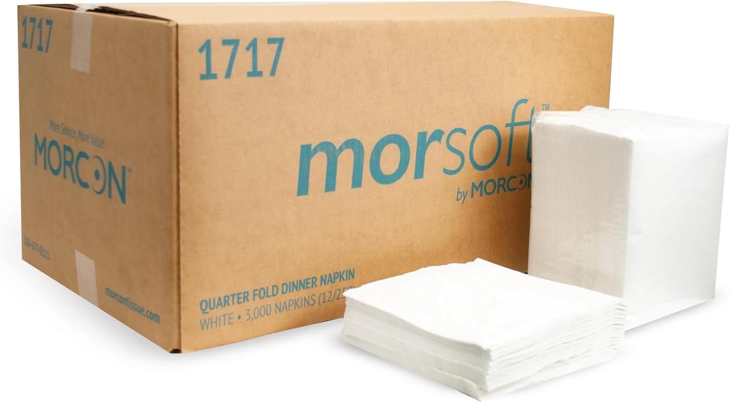 Premium White 1-Ply Morcon Paper Dinner Napkins 17