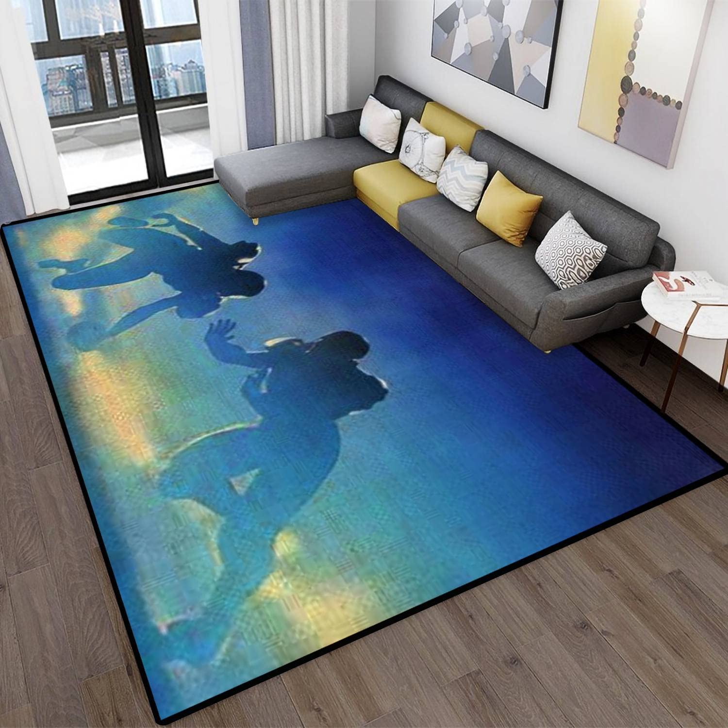 MJKIODPEV 5'×8' American Football Player Game Touchdown Rug - Soft Non-Slip Indoor/Outdoor Floor Mat for Living Room, Bedroom, Dorm - Perfect for Game Nights, Sports Decor & Fan Cave Setup