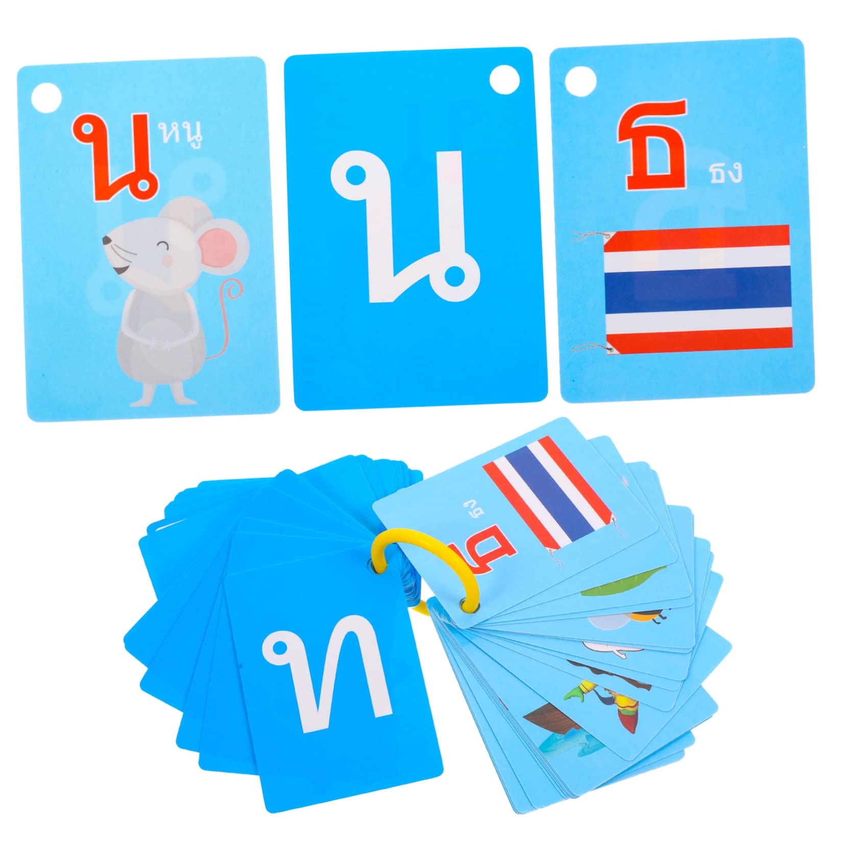 Vaguelly 90pcs Thai Alphabet Flashcards - Thick Durable Learning Cards for Kids, Educational Language Study Toys for Toddlers & Children - Perfect for Homeschooling, Classroom & Travel Language Practice