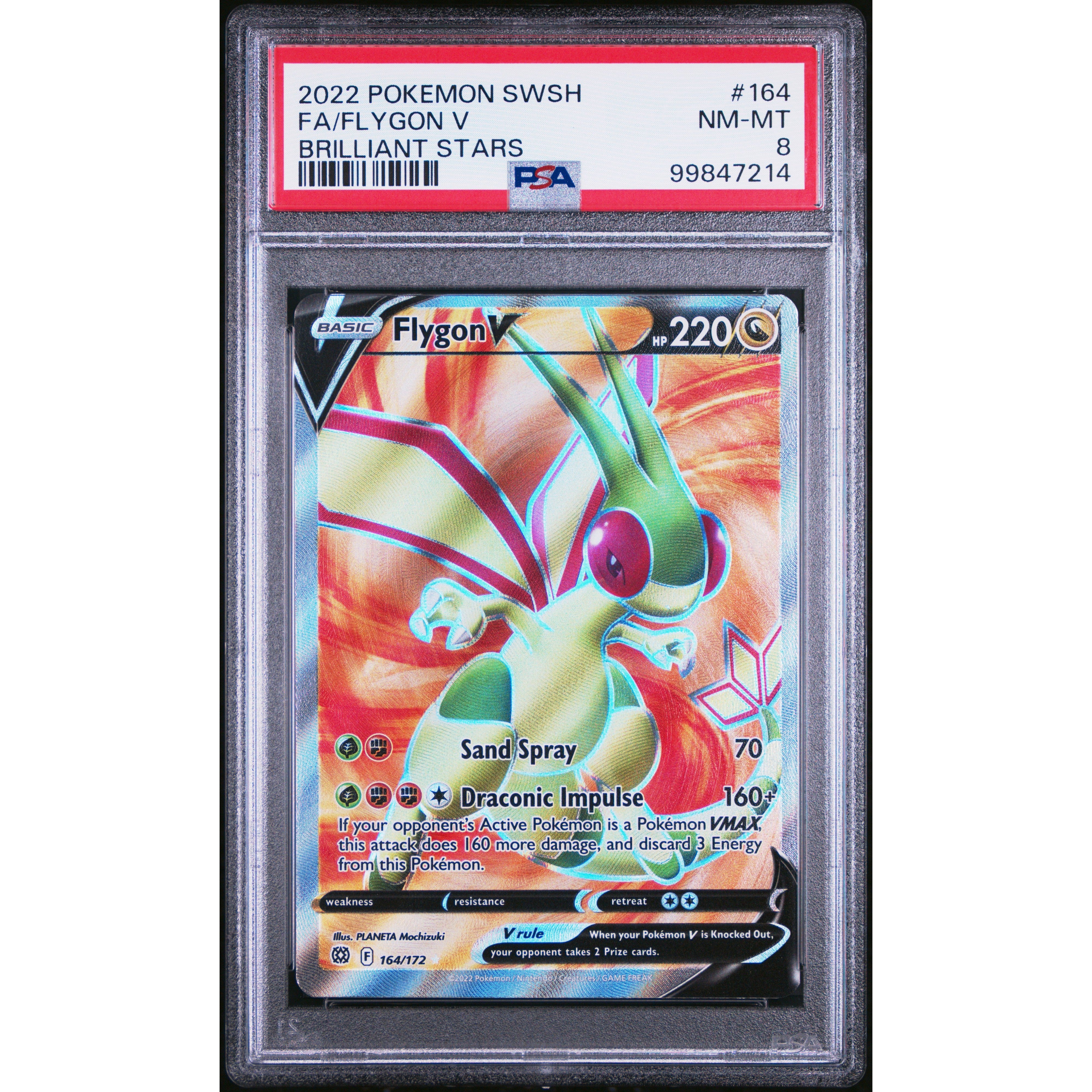 2022 Pokemon Brilliant Stars Flygon 164/172 PSA 8 Graded Card - Rare Collectible Trading Card for Pokemon Fans & Investors | Perfect for Display, Gaming & Trading