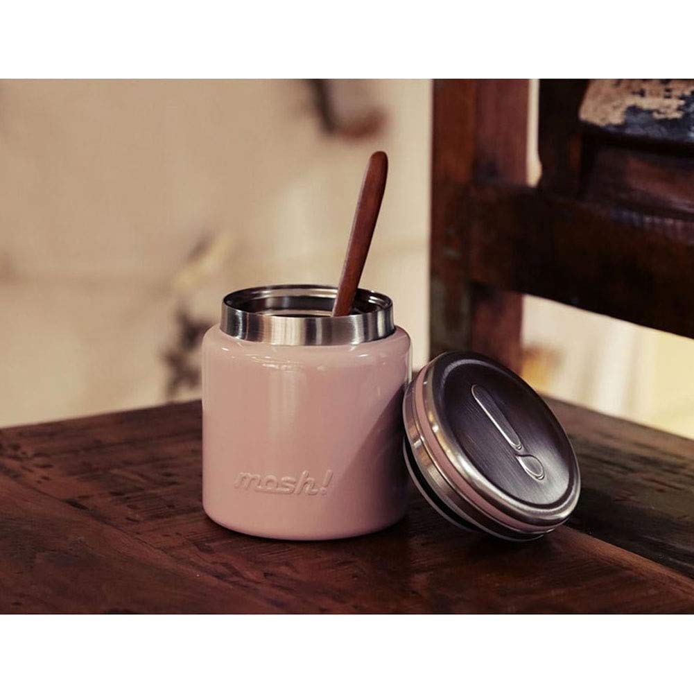 Premium Mosh Thermal Vacuum Insulated Stainless Steel Food Jar - Leak-Proof Lunch Container for Hot & Cold Meals, Ideal for Soup, Porridge, Coffee (Pink) - Perfect for Office, School, Picnics & Outdoor Adventures