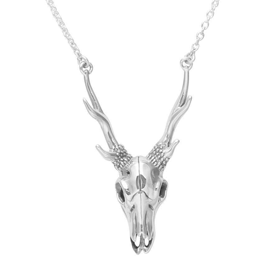Antler Skull Pendant Necklace for Men & Women - Gothic Tribal Jewelry for Halloween, Cosplay, and Boho Fashion Accessories
