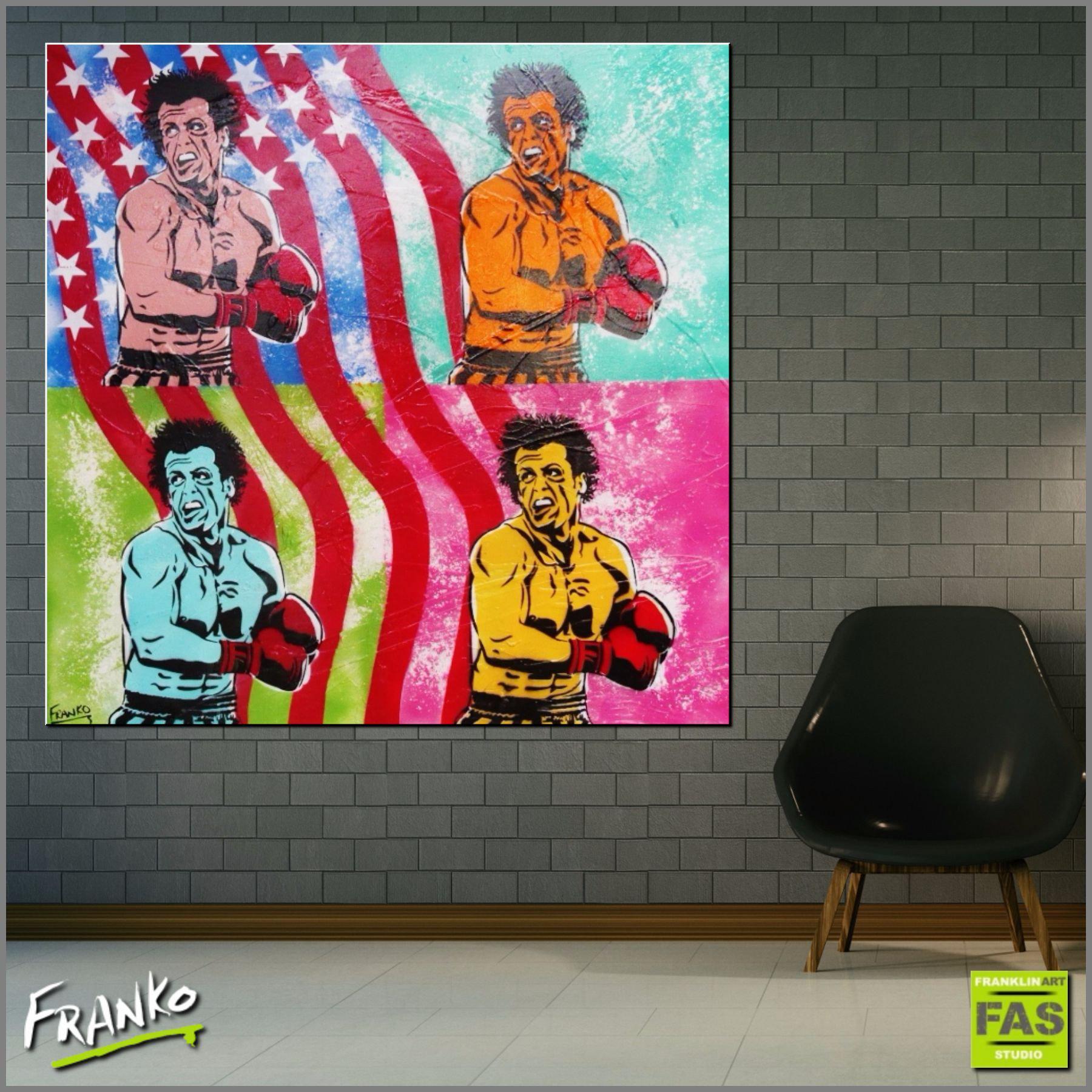 Urban Pop Art Rocky Balboa Canvas Print - Vintage Movie Poster Wall Decor for Home, Gym & Office - Inspirational Boxing Artwork