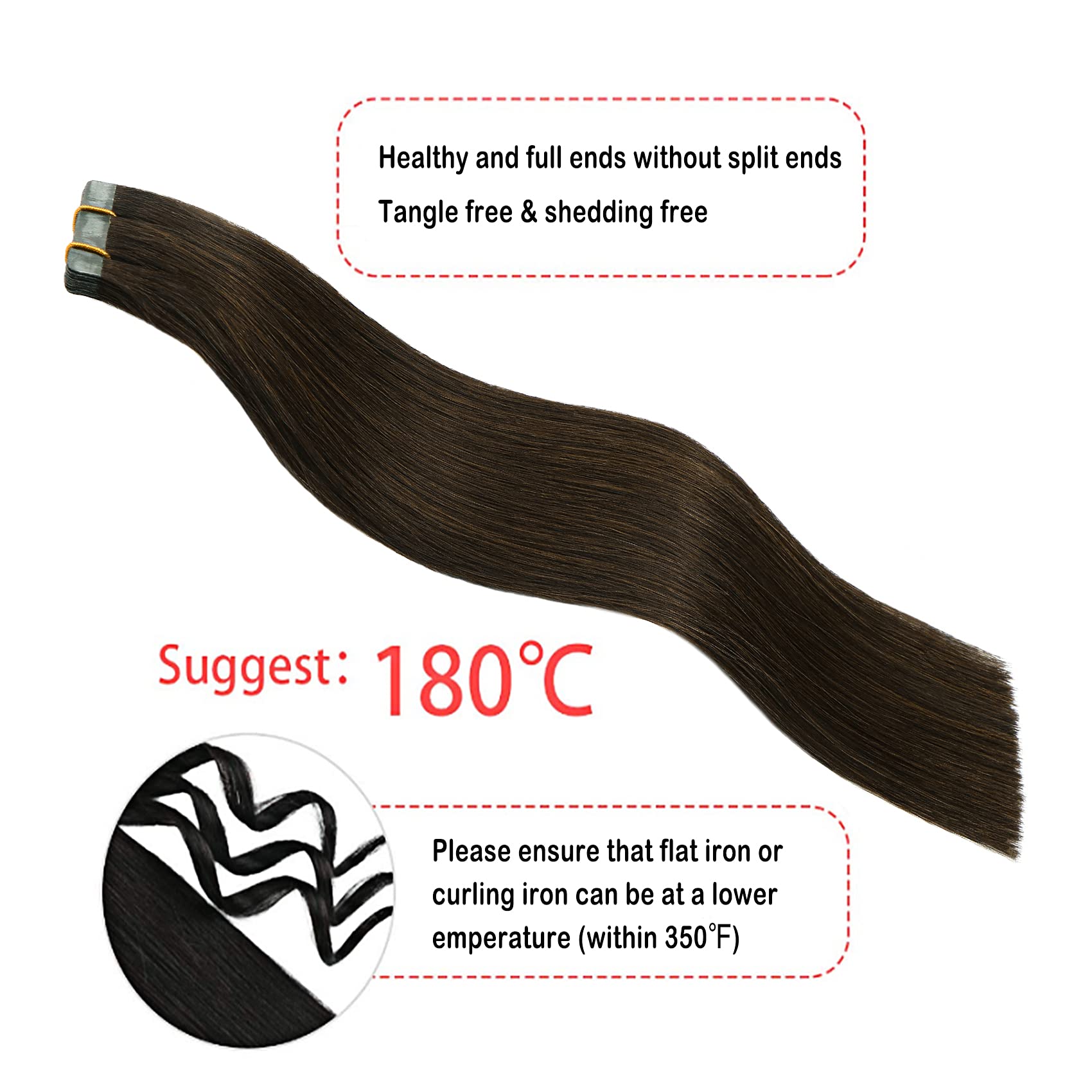 22 Inch Medium Brown Tape-in Hair Extensions - 100% Remy Human Hair, 60g, 20 Pieces, Chocolate Brown - Perfect for Volume, Length & Styling (Weddings, Parties, Daily Wear)