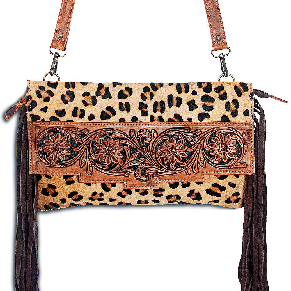 American Darling Cheetah Print Clutch Bag with Fringe - Stylish Crossbody Purse for Women, Perfect for Parties, Night Out and Date Night