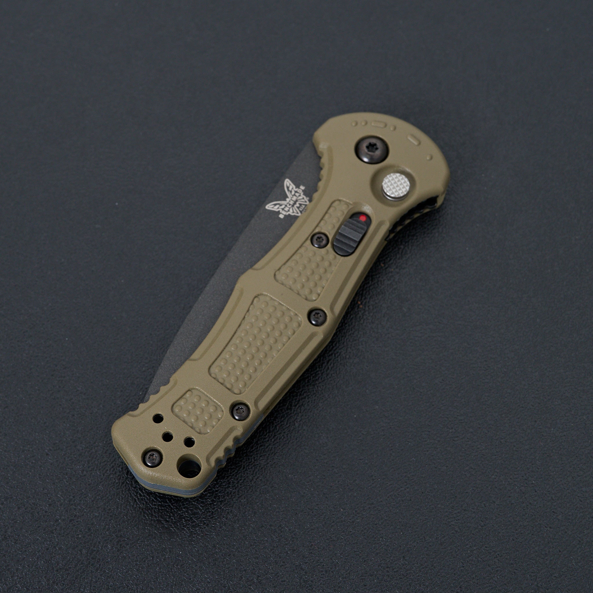 Benchmade Mini Claymore Automatic Knife - Ranger Green Grivory Handle - EDC Tactical Folding Knife for Outdoor, Camping & Survival Gear