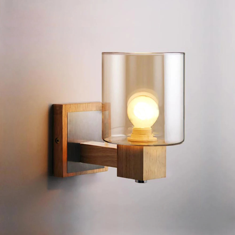 Modern Cognac Glass Wall Sconce - Elegant Lighting Fixture for Living Room, Bedroom, or Hallway Decor
