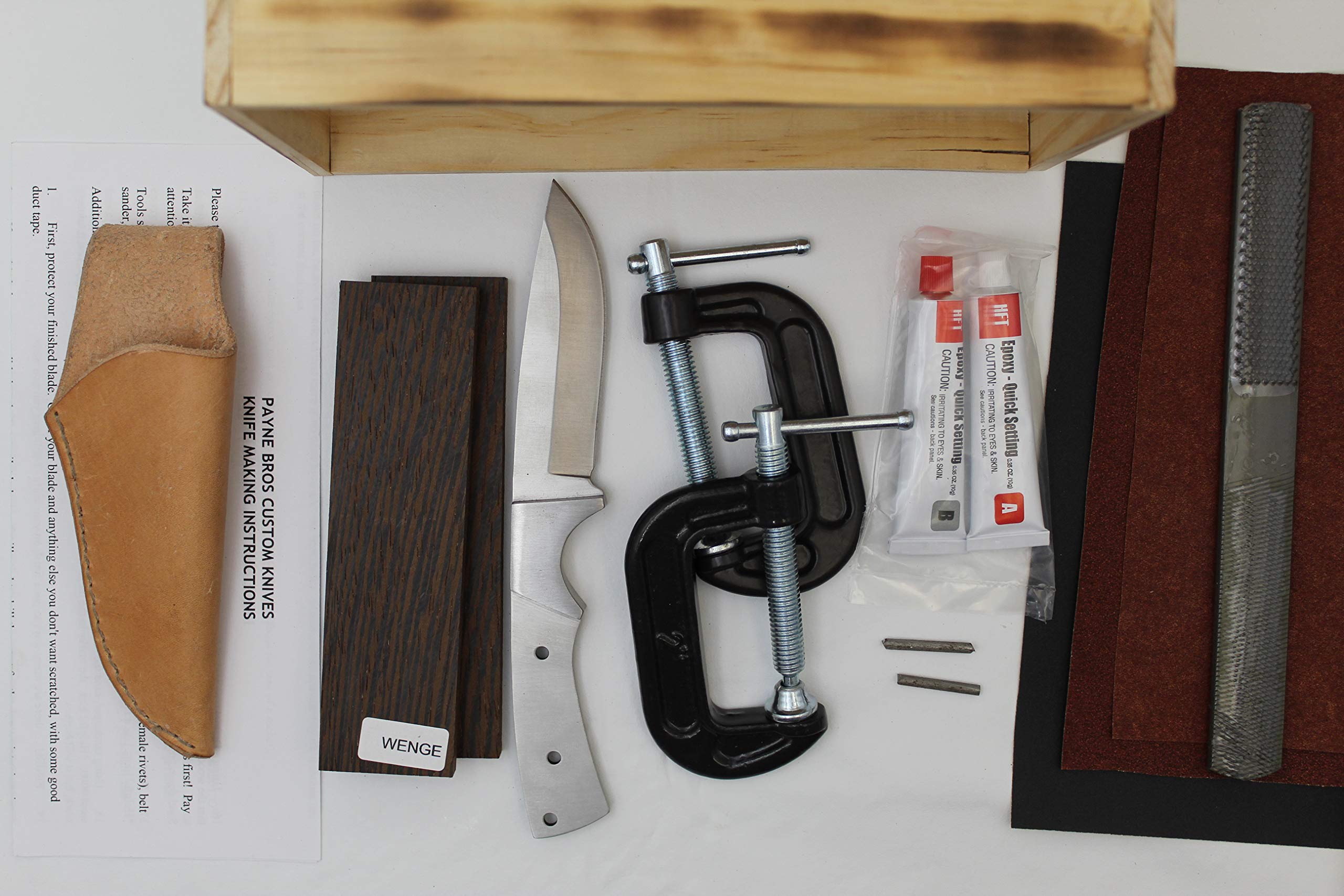 Payne Knife Making Crates - No Tools Required Knife Kits (Cutty Wenge Wood) - DIY Wooden Knife Craft Kit for Beginners & Hobbyists - Perfect for Camping, Survival Gear & Woodworking Projects