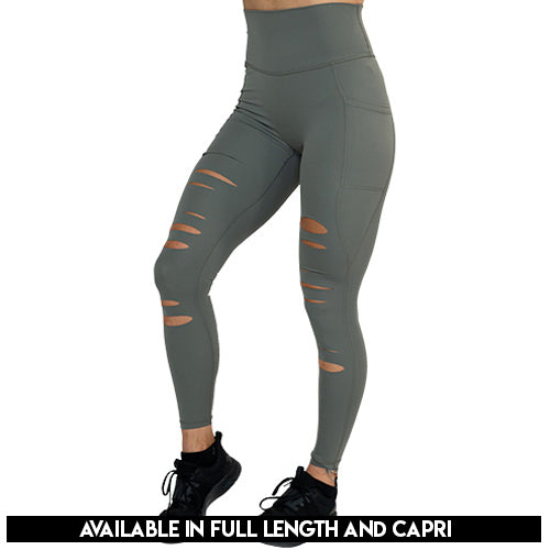 Tear It Up 2.0 High-Waisted Yoga Leggings | Dried Sage Color | Perfect for Workouts, Running & Lounge Wear
