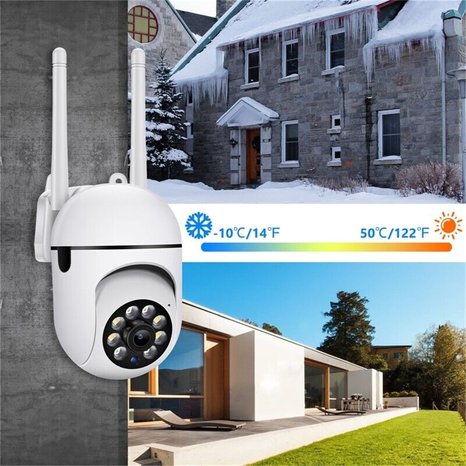 2.4GHz & 5GHz WiFi Security Camera - 1080P HD Dome Surveillance Camera with 360° View, Night Vision, Motion Detection & 2-Way Audio - Waterproof Outdoor/Indoor Home Security Camera (1 Pack) - Perfect for Baby Monitoring, Pet Watching & Property Protection (7x4x2.7 inches)