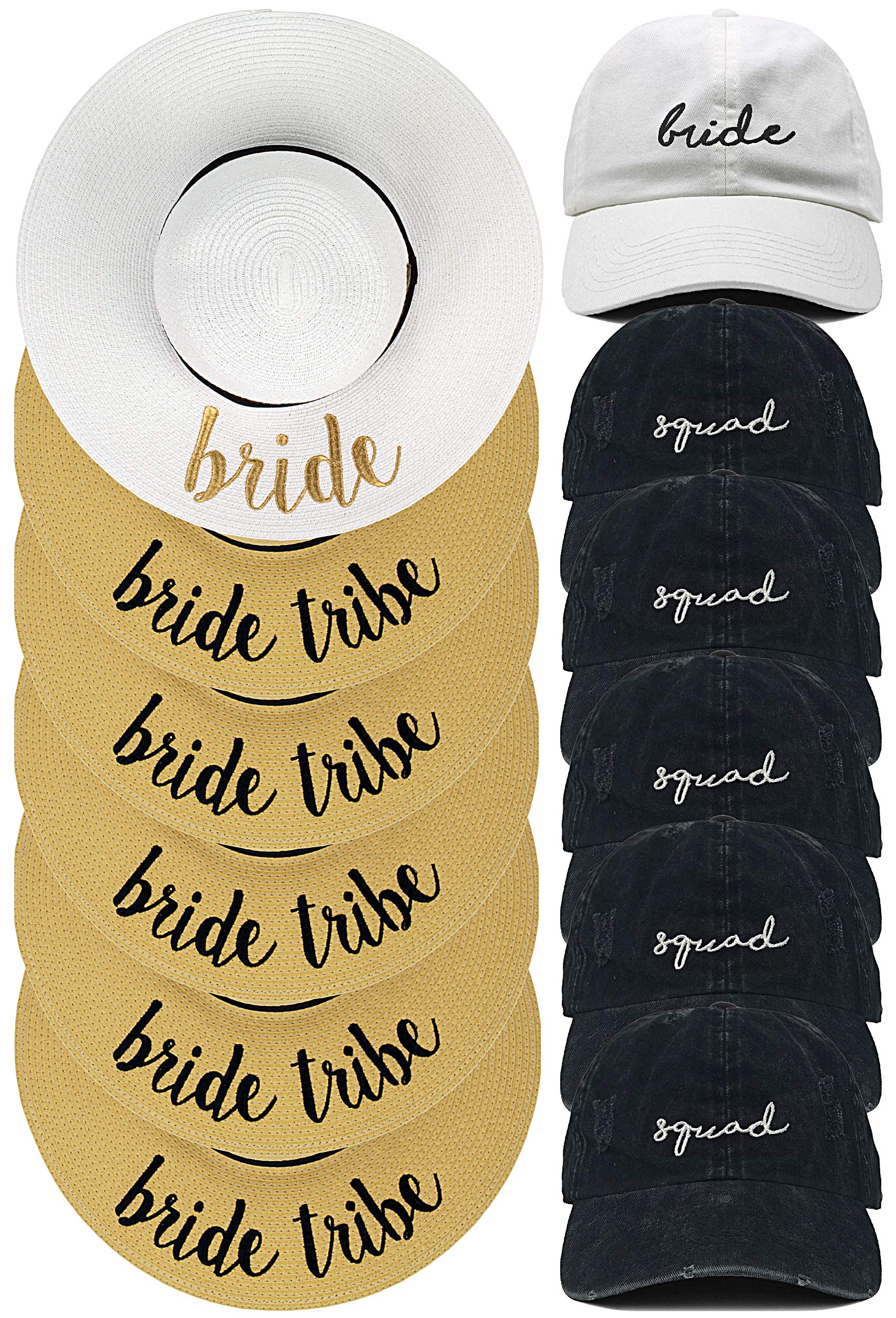 Funky Junque Women's Bridal Party Bundle - Baseball Cap, Sun Hat & Dad Hat for Bachelorette Party, Wedding Shower & Girls' Weekend | Stylish Bride Squad Accessories for Bachelorette Celebrations