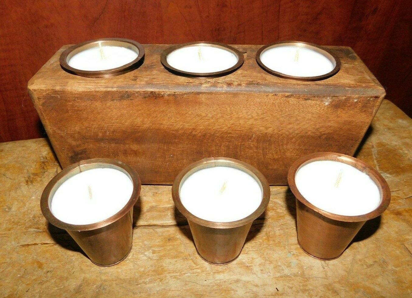 PIÑATAS OLE 7-Piece Primitive Tin Cup Votive Candle Holder Set with Candles - Rustic Home Decor for Weddings, Parties, and Farmhouse Style