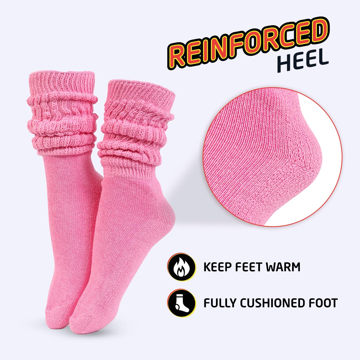 Girls Slouch Socks 6-Pack - Tall Stacked Slouchy Socks for Kids | Warm Cotton Blend Long Calf Socks | Perfect for School, Winter Outfits & Casual Wear